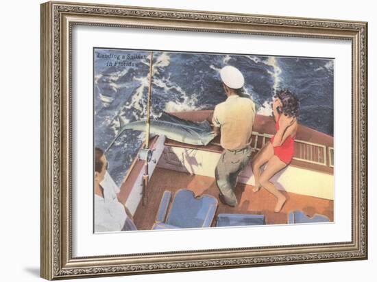 Fishing from Motorboat, Florida-null-Framed Art Print