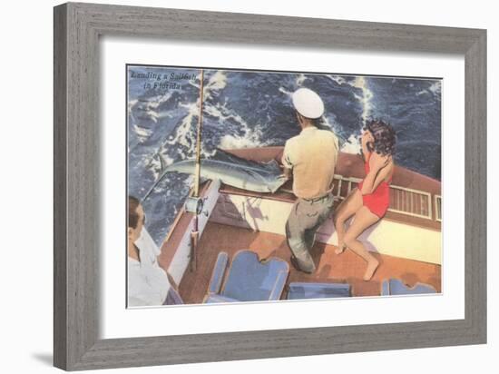 Fishing from Motorboat, Florida-null-Framed Art Print