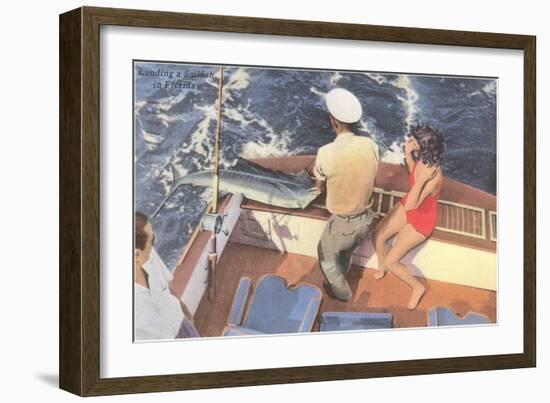 Fishing from Motorboat, Florida-null-Framed Art Print