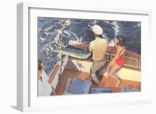 Fishing from Motorboat, Florida-null-Framed Art Print