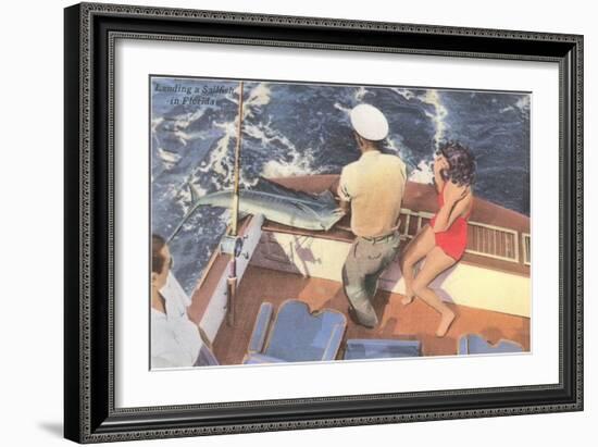 Fishing from Motorboat, Florida-null-Framed Art Print