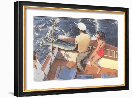 Fishing from Motorboat, Florida-null-Framed Art Print