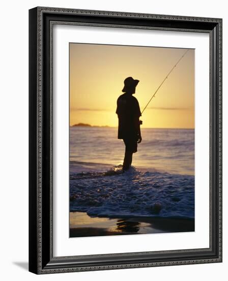 Fishing from the Beach at Sunrise, Australia-D H Webster-Framed Photographic Print