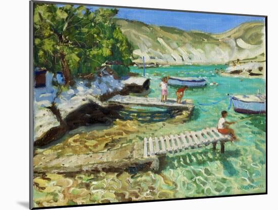 Fishing from the jetty, Milos ,Greece-Andrew Macara-Mounted Giclee Print