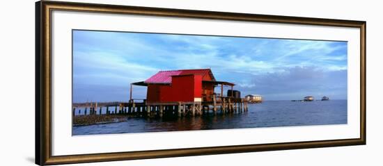 Fishing Huts in the Sea, Pine Island, Florida, USA--Framed Photographic Print