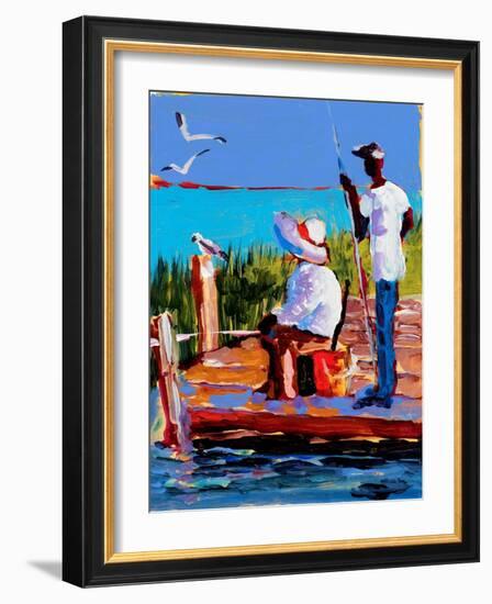 Fishing III-Jane Slivka-Framed Art Print