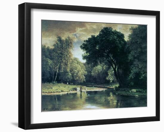 Fishing in a Stream, 1857-George Inness-Framed Giclee Print