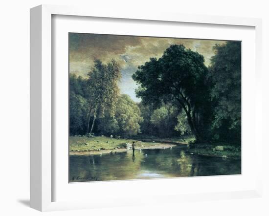 Fishing in a Stream, 1857-George Inness-Framed Giclee Print