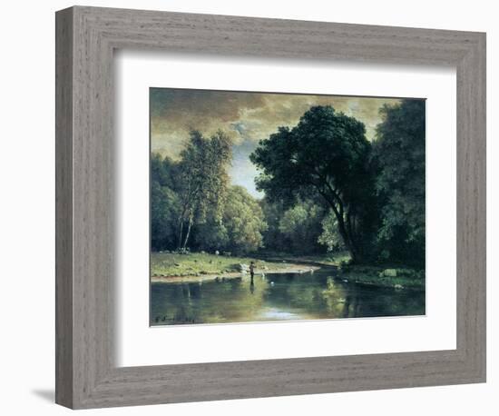 Fishing in a Stream, 1857-George Inness-Framed Giclee Print