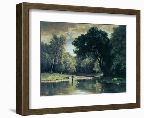 Fishing in a Stream, 1857-George Inness-Framed Giclee Print