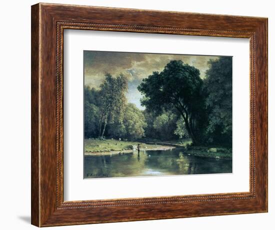 Fishing in a Stream, 1857-George Inness-Framed Giclee Print