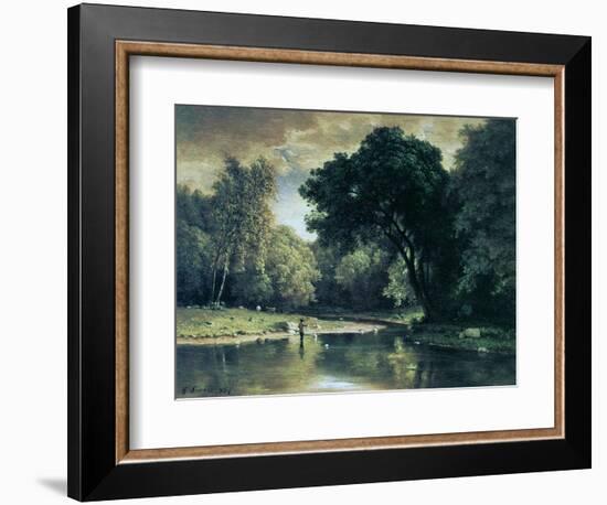 Fishing in a Stream, 1857-George Inness-Framed Giclee Print