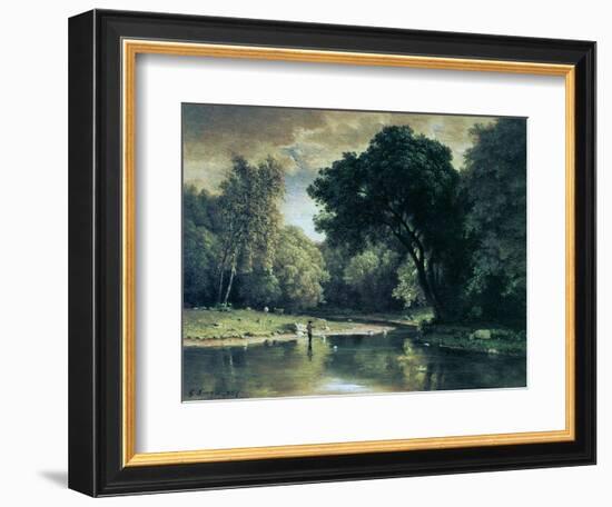 Fishing in a Stream, 1857-George Inness-Framed Giclee Print