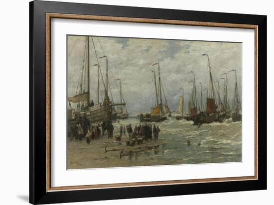 Fishing in Breaking Waves, Humpies, Salmon-Hendrik Willem Mesdag-Framed Art Print