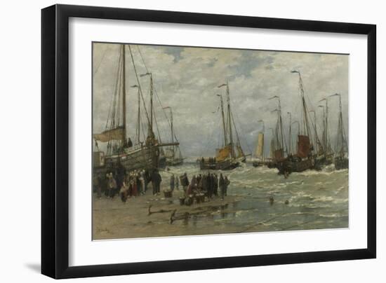 Fishing in Breaking Waves, Humpies, Salmon-Hendrik Willem Mesdag-Framed Art Print