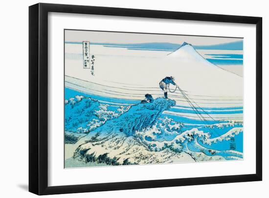 Fishing in the Surf-Katsushika Hokusai-Framed Art Print