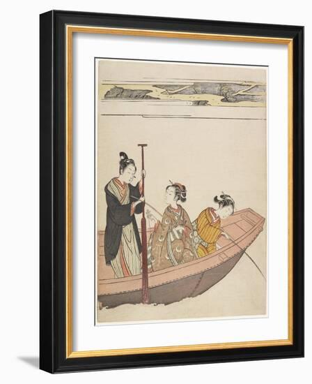 Fishing Near Mimeguri Shrine on the Sumida River, C. 1767-Suzuki Harunobu-Framed Giclee Print