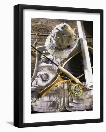 Fishing Net with a Jacket and a Hat-null-Framed Photographic Print
