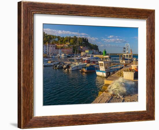 Fishing Nets and Fishing Boats, Old Town Harbour, Piran-Alan Copson-Framed Photographic Print