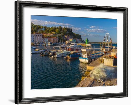 Fishing Nets and Fishing Boats, Old Town Harbour, Piran-Alan Copson-Framed Photographic Print