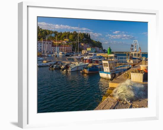 Fishing Nets and Fishing Boats, Old Town Harbour, Piran-Alan Copson-Framed Photographic Print