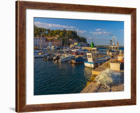 Fishing Nets and Fishing Boats, Old Town Harbour, Piran-Alan Copson-Framed Photographic Print