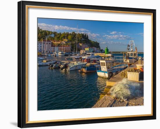 Fishing Nets and Fishing Boats, Old Town Harbour, Piran-Alan Copson-Framed Photographic Print