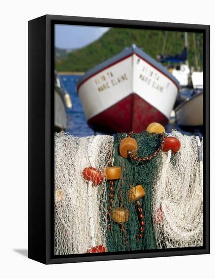 Fishing Nets at Marina, Frenchtown, St. Thomas, Caribbean-Robin Hill-Framed Premier Image Canvas