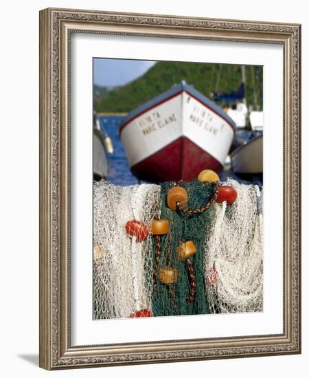 Fishing Nets at Marina, Frenchtown, St. Thomas, Caribbean-Robin Hill-Framed Photographic Print