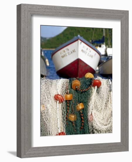 Fishing Nets at Marina, Frenchtown, St. Thomas, Caribbean-Robin Hill-Framed Photographic Print