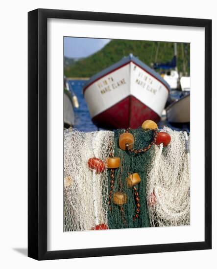 Fishing Nets at Marina, Frenchtown, St. Thomas, Caribbean-Robin Hill-Framed Photographic Print