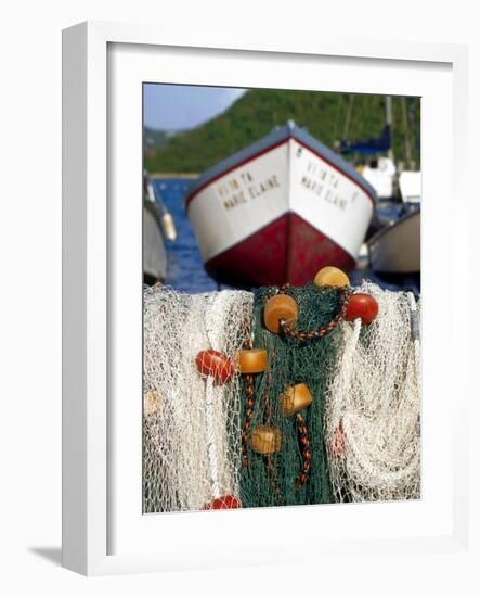 Fishing Nets at Marina, Frenchtown, St. Thomas, Caribbean-Robin Hill-Framed Photographic Print