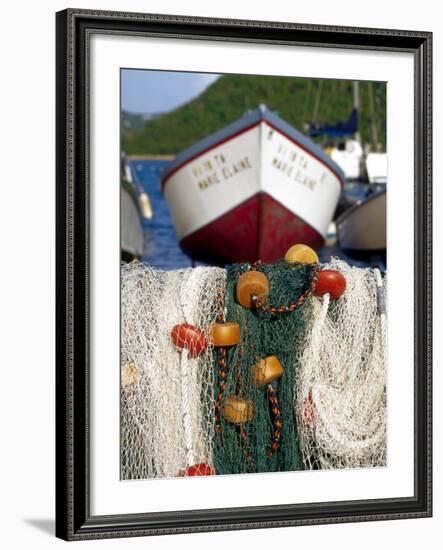 Fishing Nets at Marina, Frenchtown, St. Thomas, Caribbean-Robin Hill-Framed Photographic Print