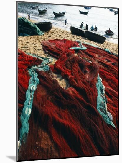 Fishing Nets Laid Out on the Beach after the Day's Wor-Paul Harris-Mounted Photographic Print