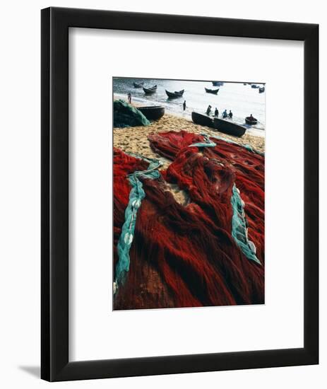 Fishing Nets Laid Out on the Beach after the Day's Wor-Paul Harris-Framed Photographic Print