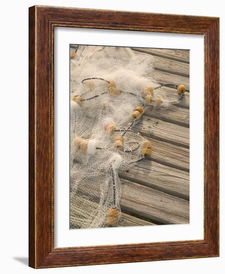 Fishing Nets on Town Pier, Loyalist Cays, Abacos, Bahamas-Walter Bibikow-Framed Photographic Print