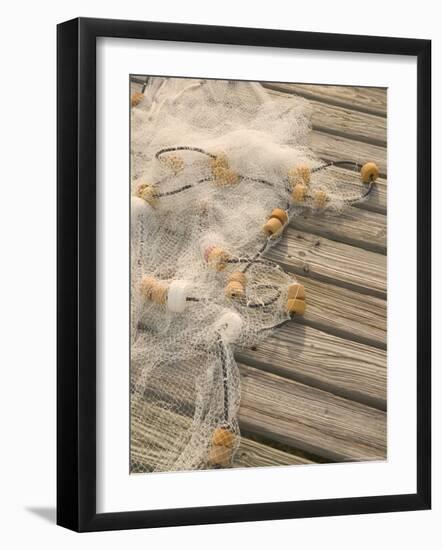 Fishing Nets on Town Pier, Loyalist Cays, Abacos, Bahamas-Walter Bibikow-Framed Photographic Print