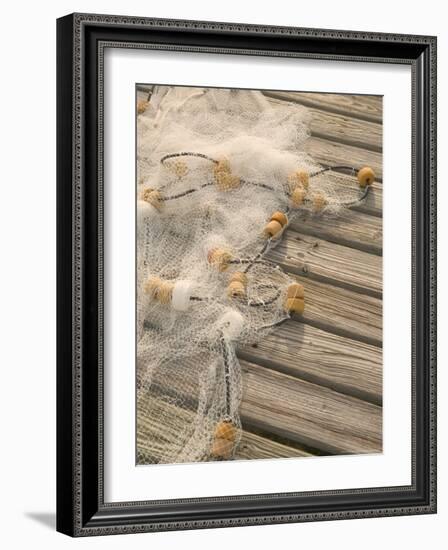 Fishing Nets on Town Pier, Loyalist Cays, Abacos, Bahamas-Walter Bibikow-Framed Photographic Print