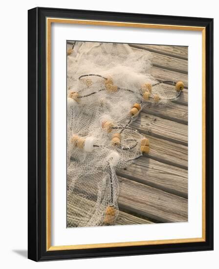 Fishing Nets on Town Pier, Loyalist Cays, Abacos, Bahamas-Walter Bibikow-Framed Photographic Print