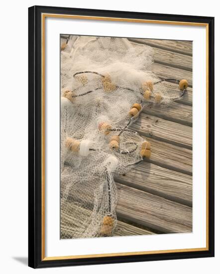 Fishing Nets on Town Pier, Loyalist Cays, Abacos, Bahamas-Walter Bibikow-Framed Photographic Print