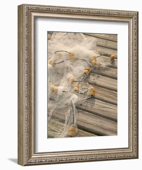 Fishing Nets on Town Pier, Loyalist Cays, Abacos, Bahamas-Walter Bibikow-Framed Photographic Print