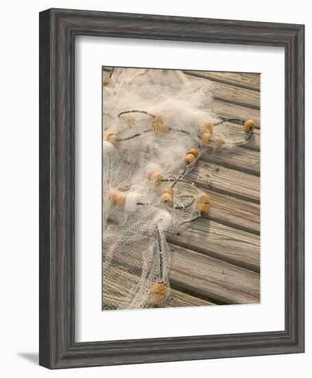 Fishing Nets on Town Pier, Loyalist Cays, Abacos, Bahamas-Walter Bibikow-Framed Photographic Print