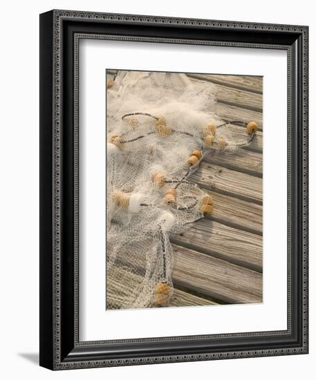 Fishing Nets on Town Pier, Loyalist Cays, Abacos, Bahamas-Walter Bibikow-Framed Photographic Print