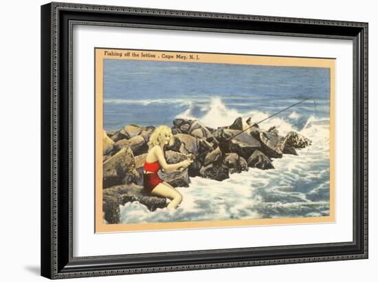 Fishing off Jetty, Cape May, New Jersey-null-Framed Art Print