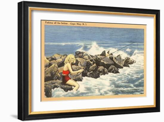 Fishing off Jetty, Cape May, New Jersey-null-Framed Art Print