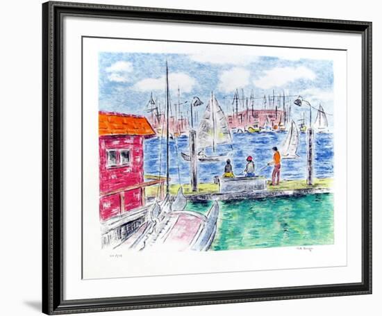 Fishing off the Docks-Pat Berger-Framed Limited Edition