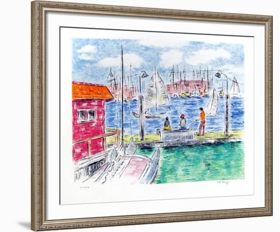 Fishing off the Docks-Pat Berger-Framed Limited Edition