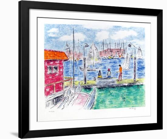 Fishing off the Docks-Pat Berger-Framed Limited Edition