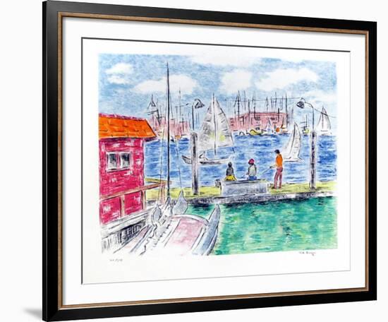 Fishing off the Docks-Pat Berger-Framed Limited Edition