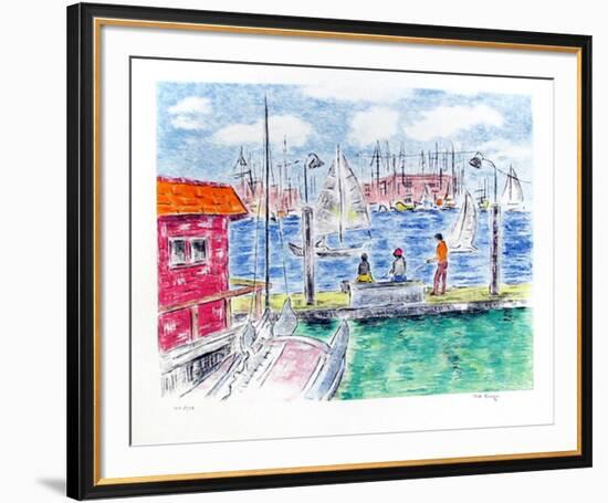 Fishing off the Docks-Pat Berger-Framed Limited Edition